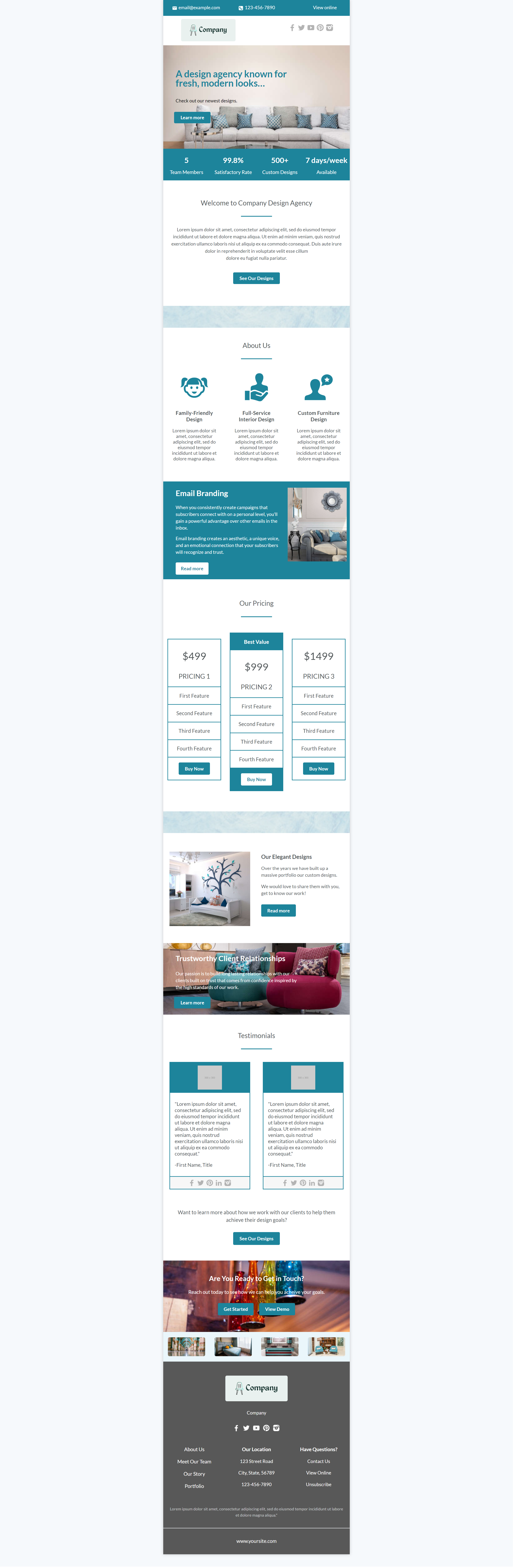 Screenshot of Interior Design Email Template